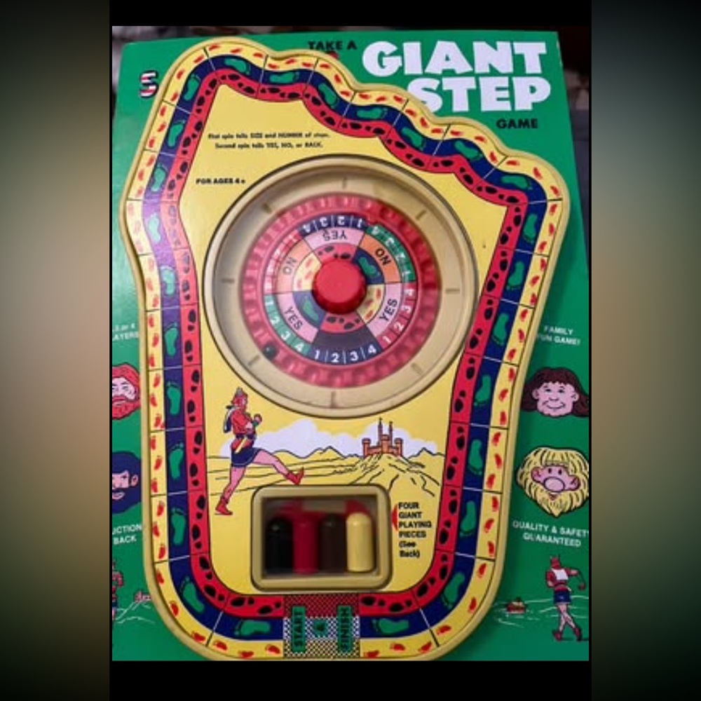Vintage 1977 Giant Step Board Game with Spinner, New Vintage Condition!